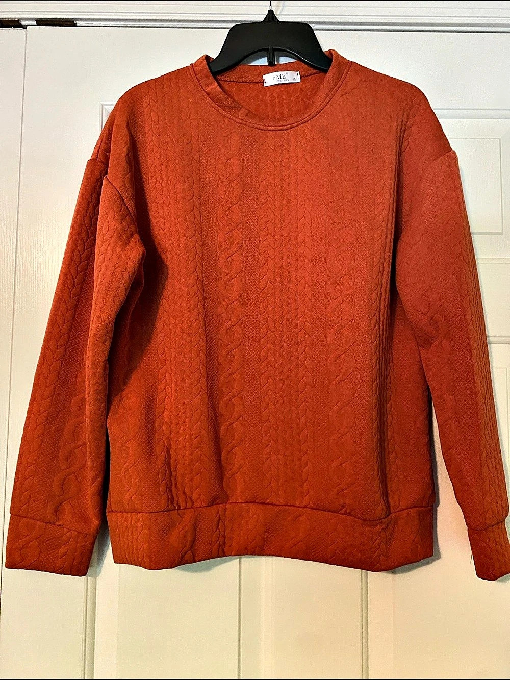 FME Cable Knit Sweater in Orange Size Medium